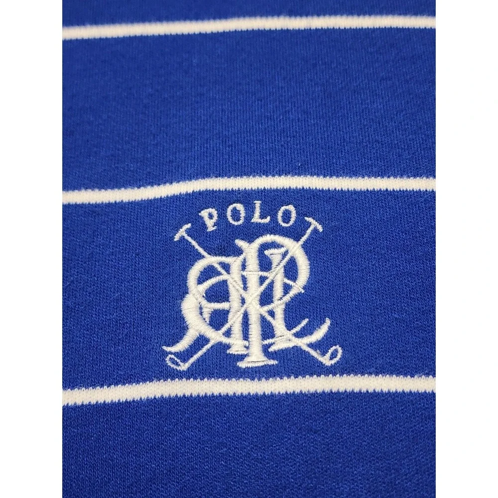 Vintage Polo‎ Ralph Lauren Pique Polo Shirt Mens XL Blue Striped RL Polo Logo